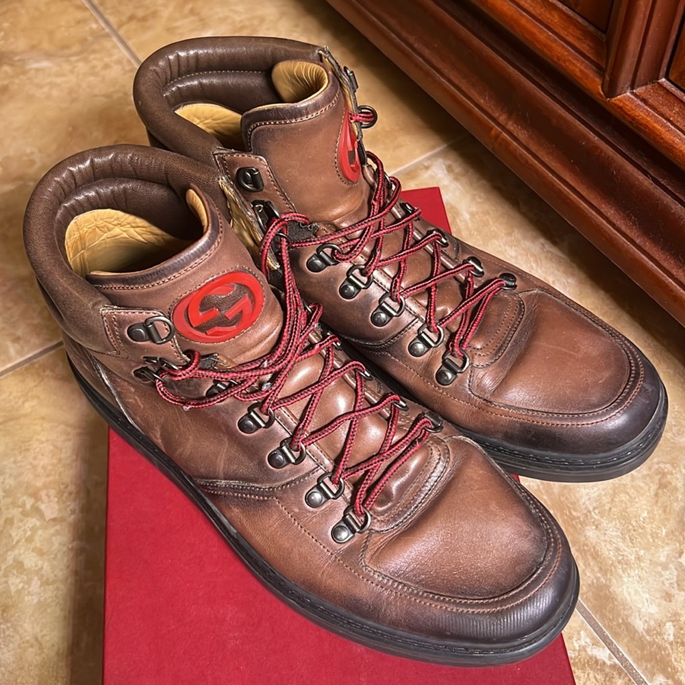 Gucci Brown Leather Luxury Trekking Boots, Size 10, Wonderful condition! - Picture 8 of 8